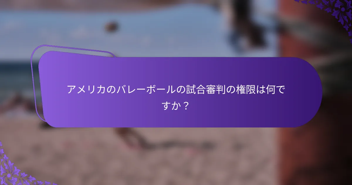 アメリカのバレーボールの試合審判の権限は何ですか？